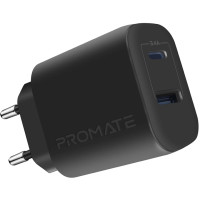 Зарядний пристрій Promate biplug-2 USB-C + USB-A 17W Black (biplug-2.black)