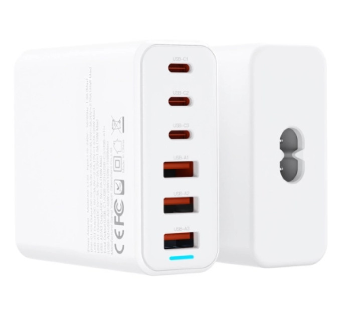 XO Зарядний пристрій XO L133 3xUSB-A + 3xUSB-C 75W White (L133.white)