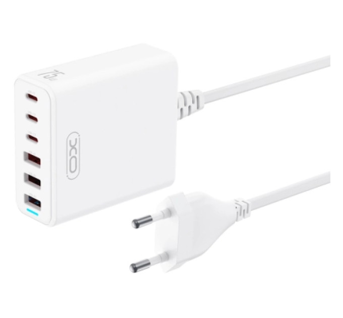 XO Зарядний пристрій XO L133 3xUSB-A + 3xUSB-C 75W White (L133.white)