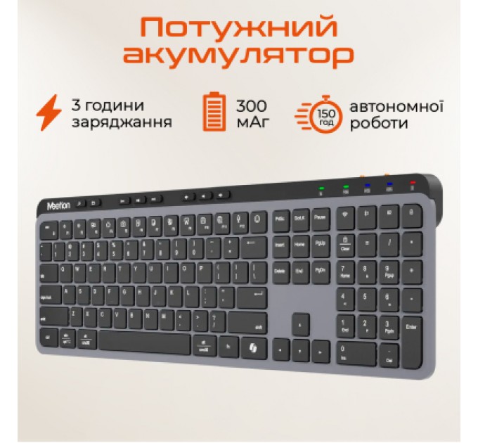 Клавіатура Meetion WK330 Wireless/Bluetooth Black (MT-WK330-A-RUA)