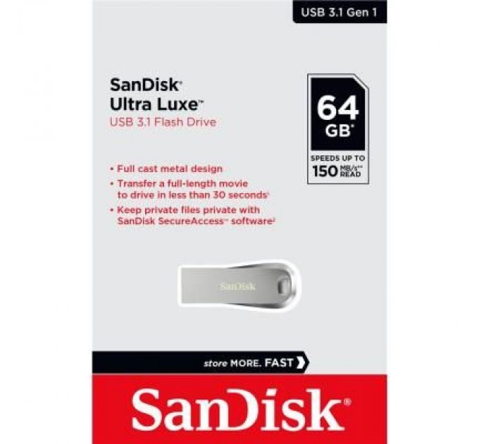 SanDisk USB флеш накопичувач SanDisk 64GB Ultra Luxe USB 3.1 (SDCZ74-064G-G46)