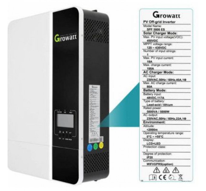 Сонячний інвертор Growatt SPF5000ES 5000W (SPF5000ES)