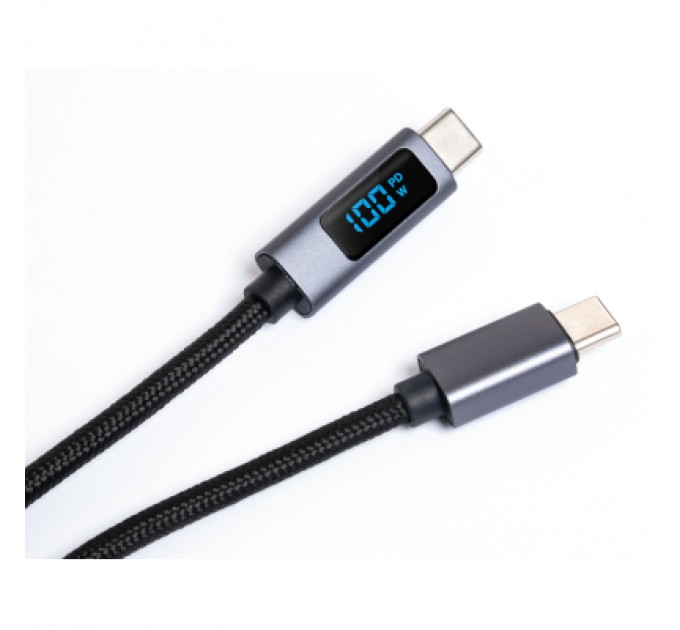 Дата кабель USB-C to USB-C 2.0m 100W LCD Display Nylon Black Vinga (VYDCCC22100D)