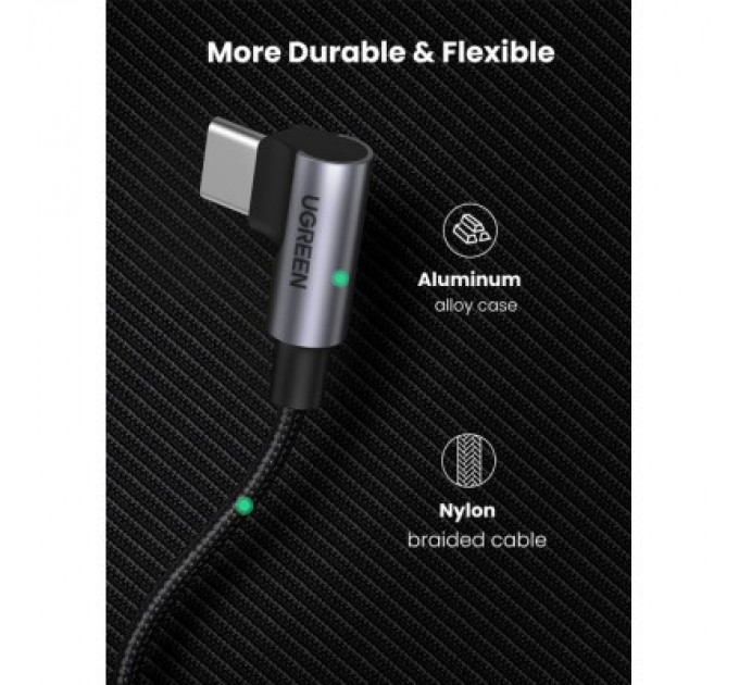 Дата кабель USB-C to USB-C 2.0m 5A 100W US335 90-degree Space Gray Ugreen (70698)