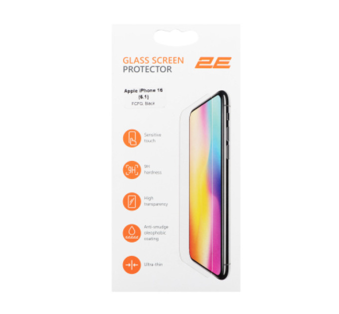 2E Скло захисне 2E Apple iPhone 16 2.5D FCFG black (2E-IP-16.-6.1-SMFCFG-BB)