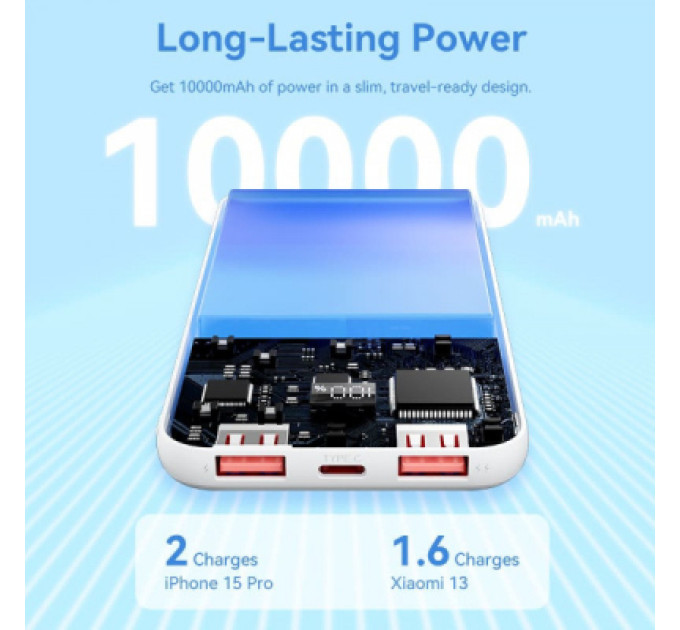 Vention Батарея універсальна Vention 10000mAh 22.5W 3A PD, QC/3.0, LED Display, White (FHKW0)