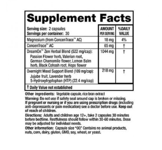 Трави Ridgecrest Herbals Природний Комплекс для Здорового Сну, DreamOn Zen, RidgeCres (RCH162)