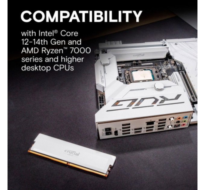 Crucial Модуль пам'яті для комп'ютера DDR5 16GB 6400 MHz Pro Overclocking White Micron (CP16G64C38U5W)