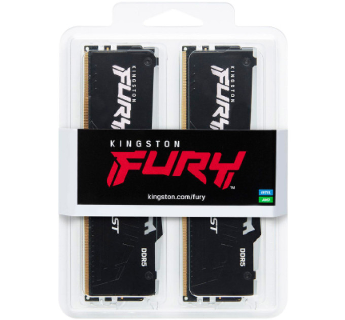 Kingston Fury (ex.HyperX) Модуль пам'яті для комп'ютера DDR5 64GB (2x32GB) 6000 MHz Beast RGB EXPO Black Kingston Fury (ex.HyperX) (KF560C36BBE2AK2-64)