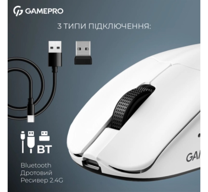 GamePro Мишка GamePro Asgard Surt Wireless/Bluetooth/USB White (GM017W)