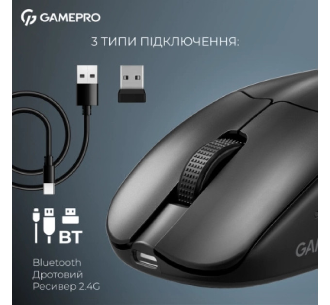 GamePro Мишка GamePro Asgard Surt Wireless/Bluetooth/USB Black (GM017B)
