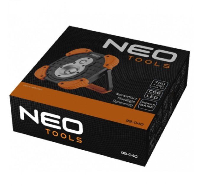 Прожектор Neo Tools акумулятор, 2600мАг, 3.7 Li-ion, 10 Вт + 3 Вт, 750+ 250 люме (99-040)