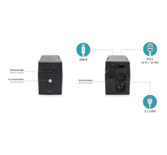 Пристрій безперебійного живлення Digitus 600VA DN-170063 (DN-170063)