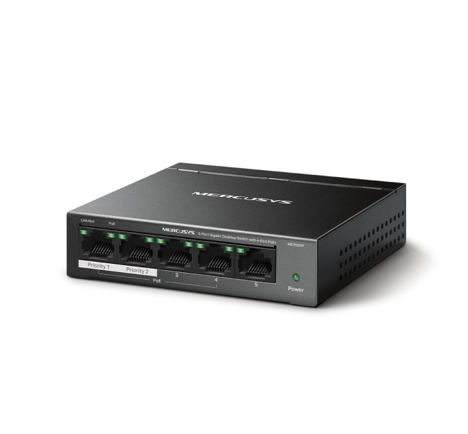 Mercusys 5-портовий настільний гігабітний комутатор з 4 портами РоЕ, MS105GP MERCUSYS