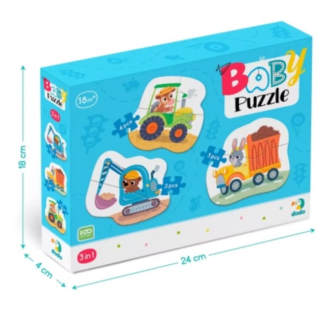 Пазл DoDo 3 в 1 Транспорт (300392)