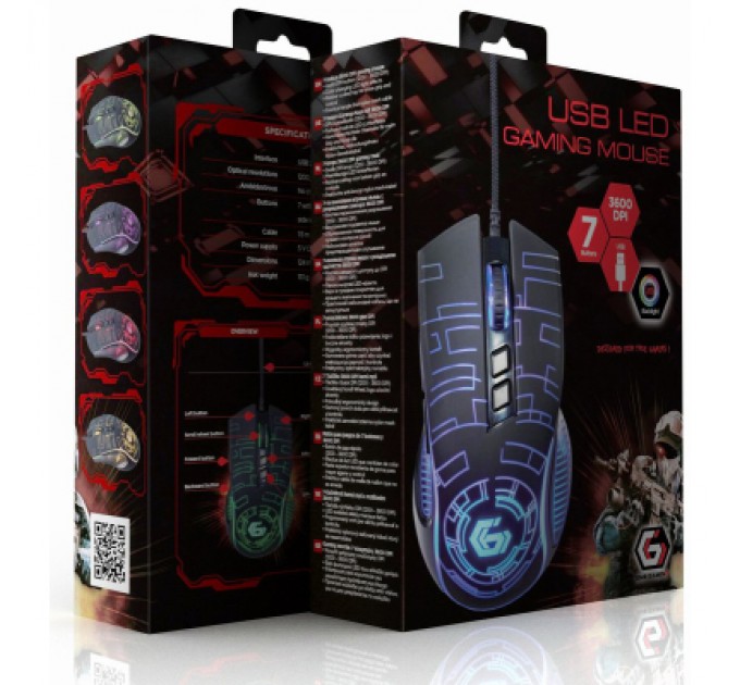 Gembird Мишка Gembird MUSG-RGB-01 USB Black (MUSG-RGB-01)