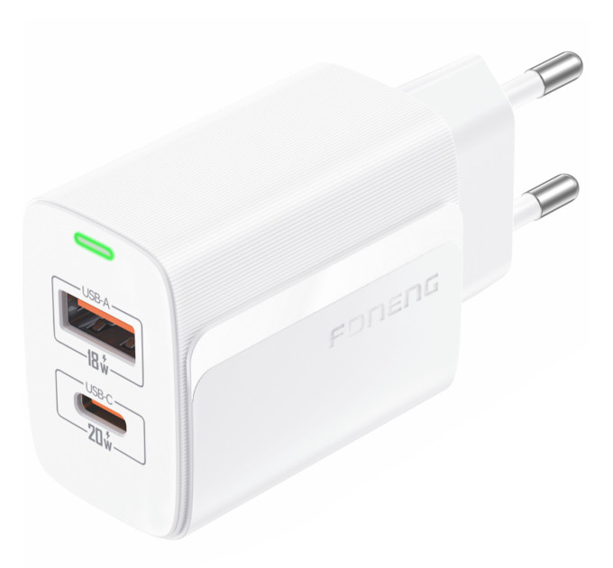 Foneng Зарядний пристрій Foneng Foneng EU66 (USBх3A, USB-Cх3A,) 20W White (EU66-CH-W)