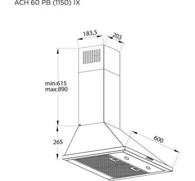 Витяжка кухонна Pyramida ACH 60 PB (1150) IX
