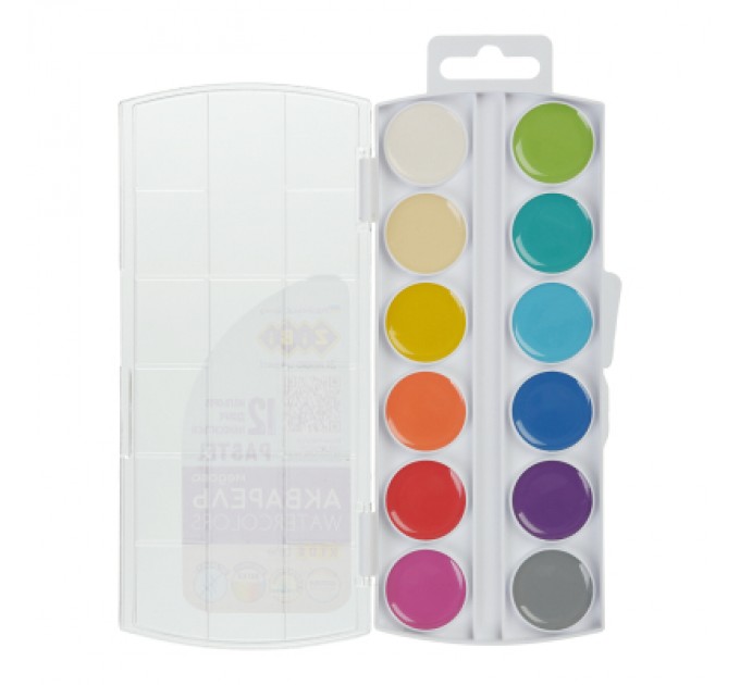 Акварельні фарби ZiBi KIDS Line Pastel 12 кольорів (ZB.6592)