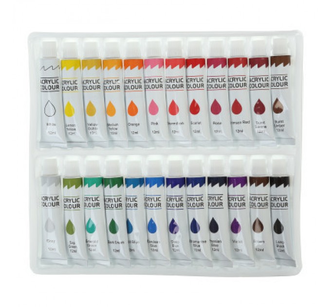 Акрилові фарби ZiBi ART Line -2 24 кольорів х 12 мл (ZB.6664)