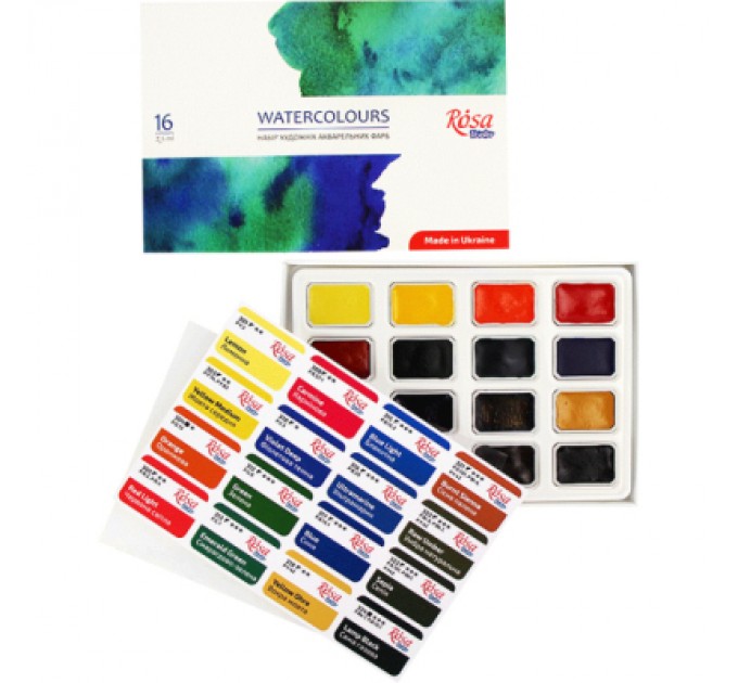 Акварельні фарби Rosa Studio 16 кольорів (4823098518044)