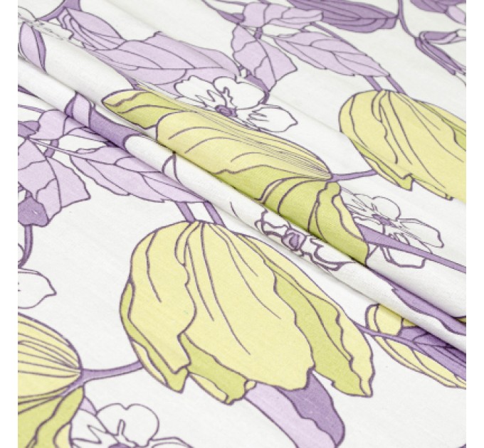 Постільна білизна Home Line Весняний Вечір бузково-зелений бязь полуторний (174438)