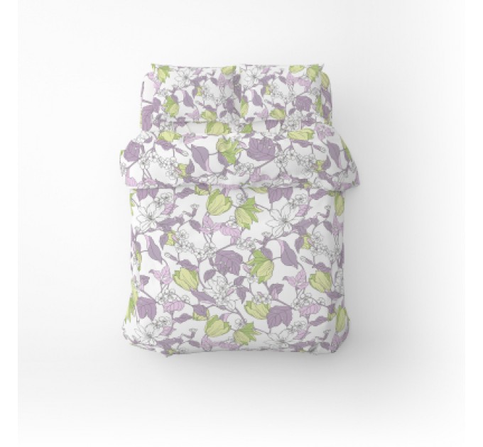 Постільна білизна Home Line Весняний Вечір бузково-зелений бязь полуторний (174438)
