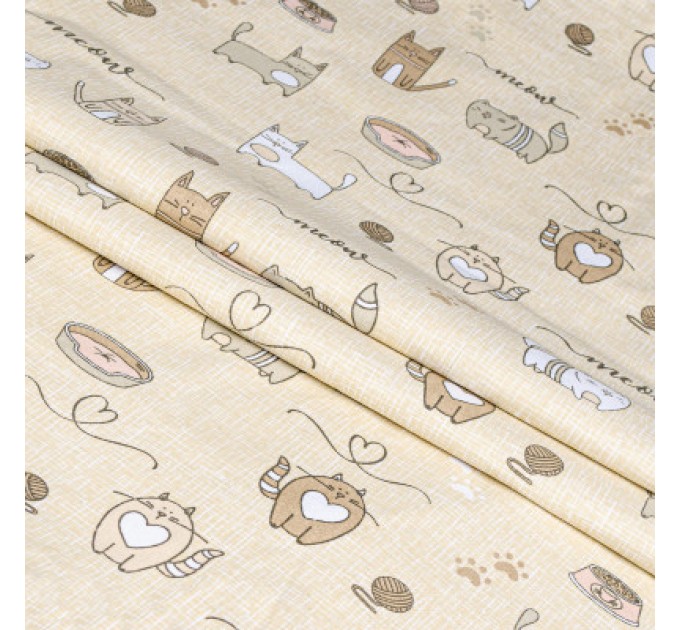 Постільна білизна Home Line Котяча радість пісчано-рожевий бязь полуторний (175853)