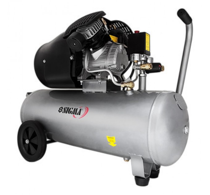 Компресор Sigma двоциліндровий 2.5кВт 455л/хв 10бар 50л (2 крана) (7043721)