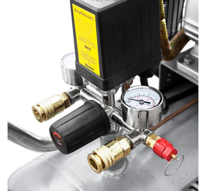 Компресор Sigma двоциліндровий ремінний 2.5кВт 396л/хв 10бар 100л (2 крана) (7044151)