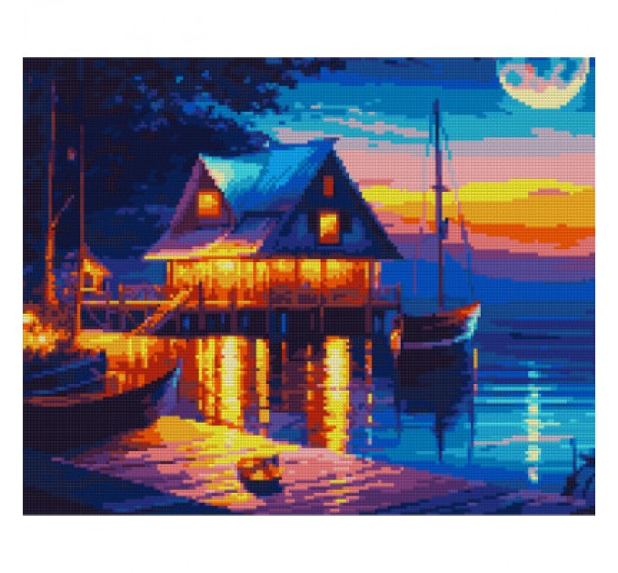 Картина по номерам Santi Річковий захід сонця 40*50 см алмазна мозаїка (954717)