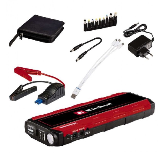 Пуско зарядний пристрій Einhell CE-JS 18 Jump Starter Power Bank, 18000мАг, 2хUSB 5В, 12В, пуск 600A (1091531)