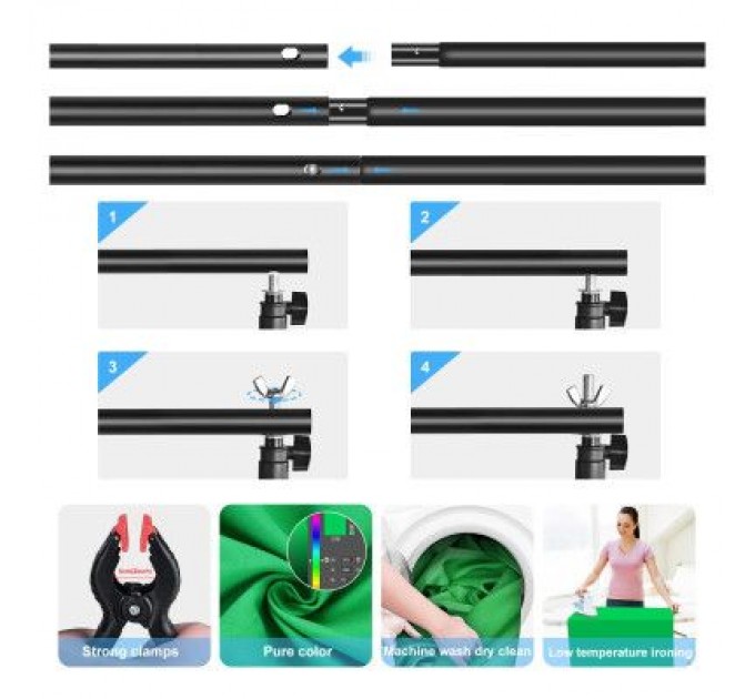 Фон Puluz Kit Green/Blue/Red 200x200 cm (PKT5204)