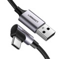 Ugreen Дата кабель USB 2.0 AM to USB-C 1.0m US284 Angled Alum. Braid Black Ugreen (50941)