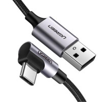 Дата кабель USB 2.0 AM to USB-C 1.0m US284 Angled Alum. Braid Black Ugreen (50941)