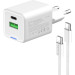 ColorWay Зарядний пристрій ColorWay C101A GaN Mini 20W PD PPS USB-C + USB-A QC4.0 + cable USB-C to USB-C black (CW-CHS062PDC-WT)