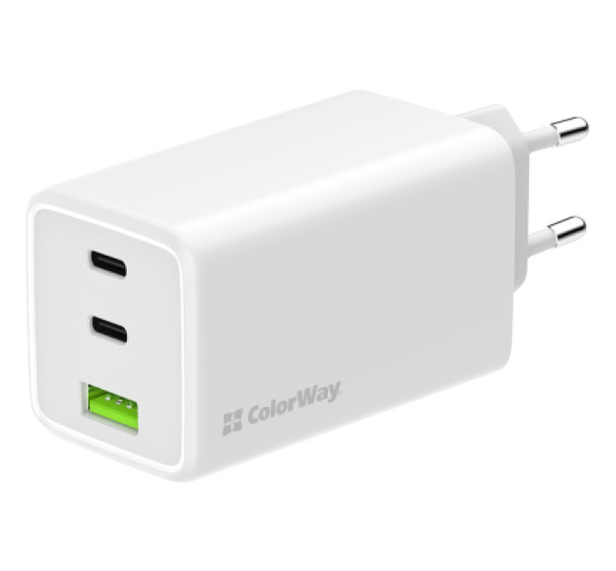 ColorWay Зарядний пристрій ColorWay C101B GaN Mini 100W PD PPS 2xUSB-C + USB-A white (CW-CHS061PD-WT)