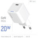 ColorWay Зарядний пристрій ColorWay C101C GaN Mini 20W PD PPS USB-C white (CW-CHS059PD-WT)