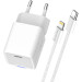 ColorWay Зарядний пристрій ColorWay C101D GaN Mini 20W PD PPS USB-C + cable USB-C to Lightning white (CW-CHS059PDL-WT)