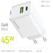 ColorWay Зарядний пристрій ColorWay C101E GaN Mini 45W PD PPS USB-C + USB-A QC4.0 white (CW-CHS060PD-WT)