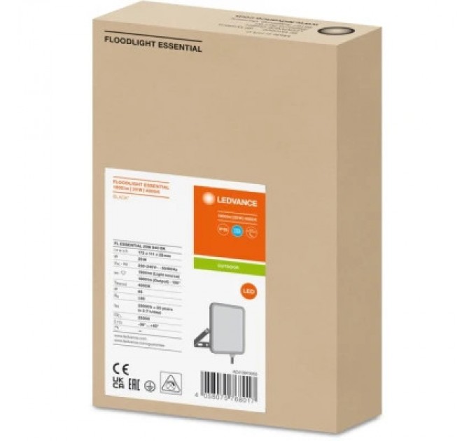 Прожектор LEDVANCE FL ESSENTIAL 20W 840 BK IP65 (4058075768017)