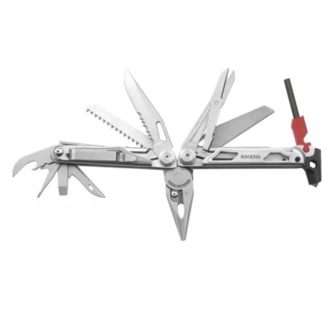 Мультитул Rocktol 22-в-1 з нейлоновим чохлом, кресалом, свистком та бітами (SK04)