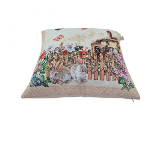Наволочка Прованс гобеленова декоративна Alicia хатинка та кролики 45х45 (021816)