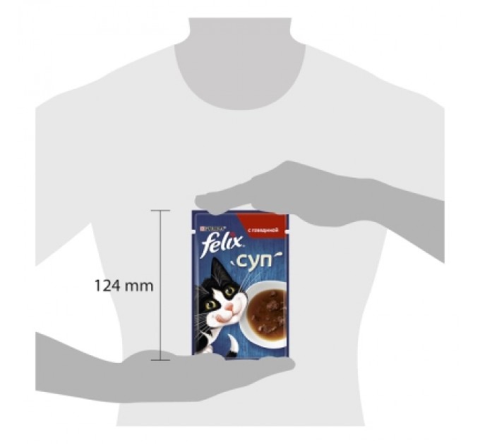 Вологий корм для кішок Purina Felix Суп з яловичиною 48 г (8445290571625)