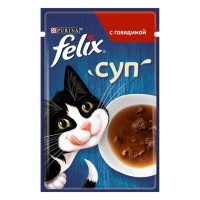 Вологий корм для кішок Purina Felix Суп з яловичиною 48 г (8445290571625)