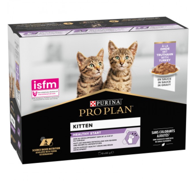 Вологий корм для кішок Purina Pro Plan Kitten Healthy Start Для кошенят З індичкою 10 х 85 г (7613034767646)