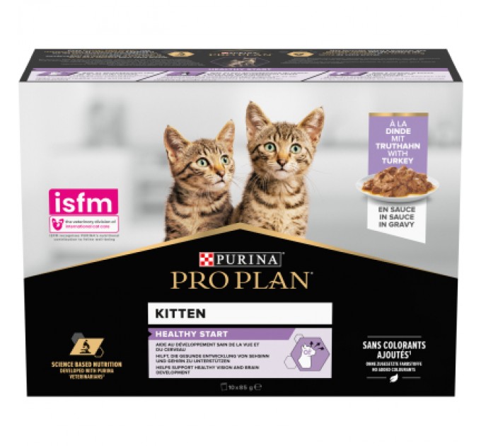 Вологий корм для кішок Purina Pro Plan Kitten Healthy Start Для кошенят З індичкою 10 х 85 г (7613034767646)
