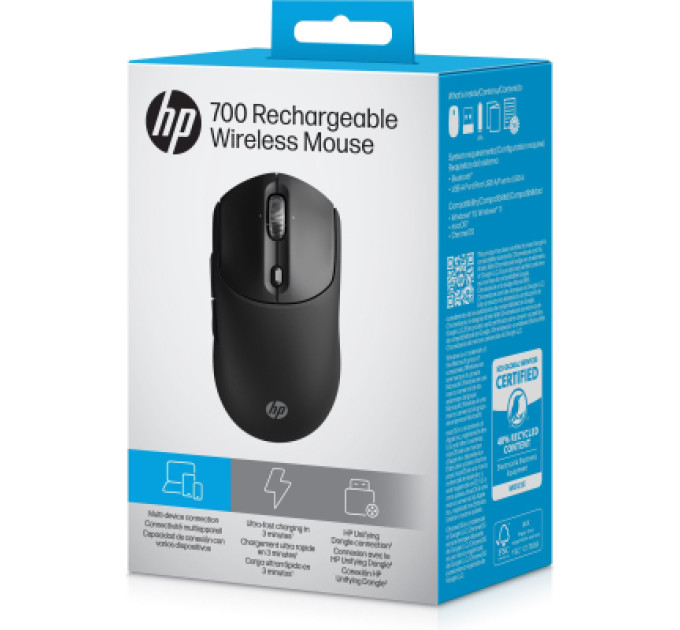 HP Мишка HP 700 Rechargeable Wireless/Bluetooth Black (AZ7B0AA)