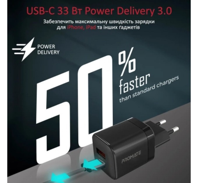 Зарядний пристрій Promate powerport-33.black