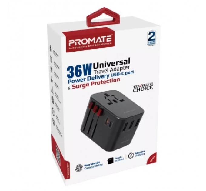 Зарядний пристрій Promate tripmate-36w.black